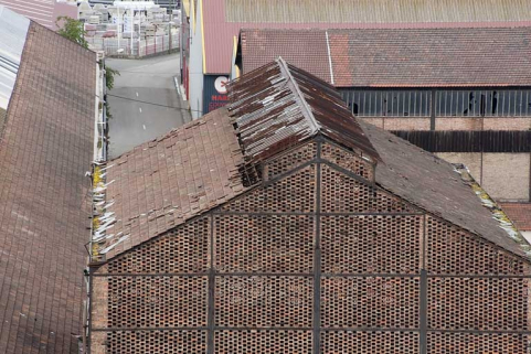 Bâtiment du gazogène. Partie supérieure du pignon est. © Région Bourgogne-Franche-Comté, Inventaire du patrimoine