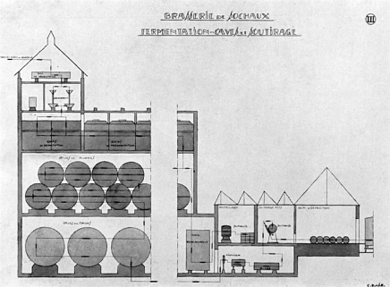 Coupe des caves de fermentation et du soutirage. © Région Bourgogne-Franche-Comté, Inventaire du patrimoine