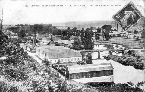 Environs de Montbéliard (Doubs). Voujaucourt. Vue des Usines de La Roche. © Région Bourgogne-Franche-Comté, Inventaire du patrimoine