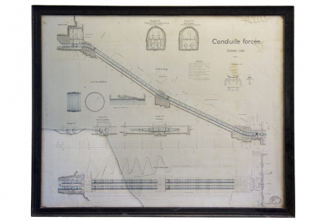 Conduite forcée [plan, coupes et élévation], 1908 © Région Bourgogne-Franche-Comté, Inventaire du patrimoine