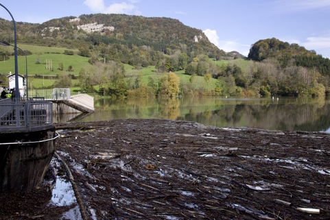 Barrage : amoncellement de branches et détritus en amont. © Région Bourgogne-Franche-Comté, Inventaire du patrimoine Barrage : amoncellement de branches et détritus en amont. © Région Bourgogne-Franche-Comté, Inventaire du patrimoine