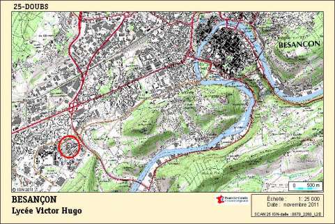 Carte de localisation. Carte topographique, IGN, 2011, dalle 0870-2260-L2E, échelle 1:25 000 © Région Bourgogne-Franche-Comté, Inventaire du patrimoine