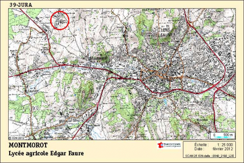 Carte de localisation. Carte topographique, IGN, 2012, dalle 0840-2190-L2E, échelle 1:25 000. © Région Bourgogne-Franche-Comté, Inventaire du patrimoine