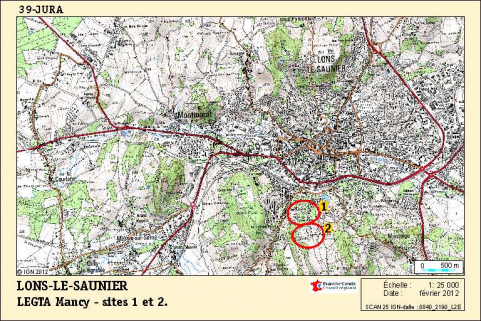 Carte de localisation du LEGTA Mancy. Carte topographique, IGN, 2012, dalle 0840-2190-L2E, échelle  1/1 25000. © Région Franche-Comté, Inventaire du Patrimoine, ADAGP