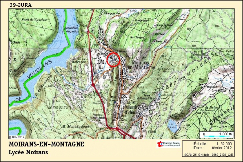 Carte de situation, scan 25 IGN 0860_2170_L2E, échelle 1/ 32 000. © Région Franche-Comté, Inventaire du Patrimoine, ADAGP