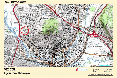 Carte de localisation. Carte topographique, IGN, 2012, dalle 0880-2300-L2E, échelle 1:16 000. © Région Bourgogne-Franche-Comté, Inventaire du patrimoine