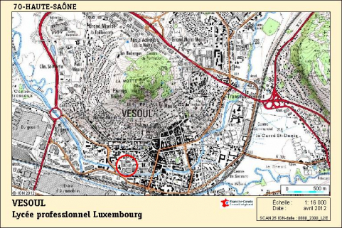 Carte de localisation. Carte topographique, IGN, 2012, dalle 0880-2300-L2E, échelle 1:16 000. © Région Bourgogne-Franche-Comté, Inventaire du patrimoine
