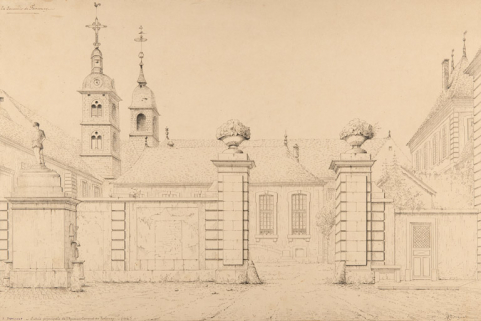 En souvenir de Faverney. Entrée principale de l'Ancien Couvent de Faverney (1714), [1898]. © Région Bourgogne-Franche-Comté, Inventaire du patrimoine