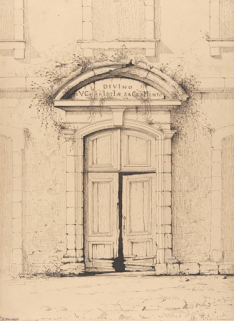 DIVINO / EVCHARISTIAE SACREMENTO [inscription gravée sur le linteau d'une porte de la façade sud], [1898]. © Région Bourgogne-Franche-Comté, Inventaire du patrimoine