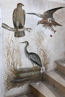 Vue générale des peintures exécutées dans la cage de l'escalier menant au grenier. © Région Bourgogne-Franche-Comté, Inventaire du patrimoine