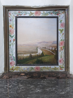 Détail de la cheminée : panneau peint. © Région Bourgogne-Franche-Comté, Inventaire du patrimoine