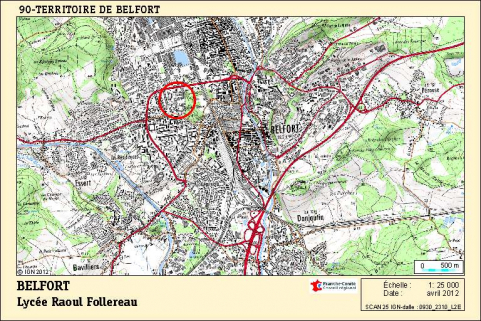 Carte de localisation. Carte topographique, IGN, 2012, dalle 0930-2310-L2E, échelle 1:25 000. © Région Bourgogne-Franche-Comté, Inventaire du patrimoine