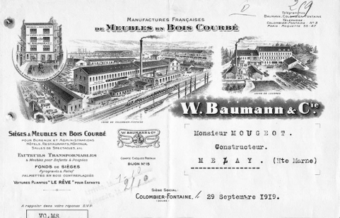 Manufactures françaises de meubles en bois courbé W. Baumann et Cie. © Région Bourgogne-Franche-Comté, Inventaire du patrimoine