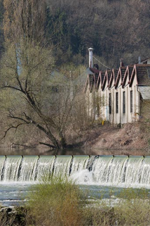 Détail du barrage et des ateliers rive gauche. © Région Bourgogne-Franche-Comté, Inventaire du patrimoine