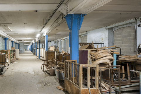 Atelier de pliage. Vue intérieure depuis le sud. © Région Bourgogne-Franche-Comté, Inventaire du patrimoine