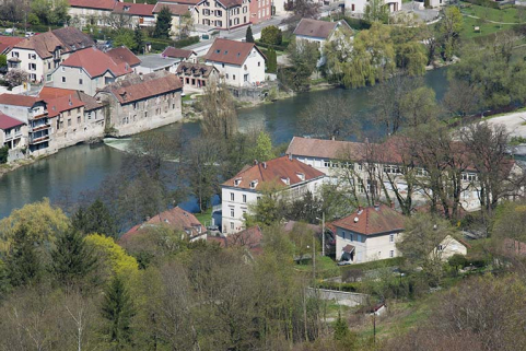 Vue d'ensemble plongeante depuis le sud-est. © Région Bourgogne-Franche-Comté, Inventaire du patrimoine