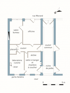 Restitution de la distribution du rez-de-chaussée. © Région Bourgogne-Franche-Comté, Inventaire du Patrimoine