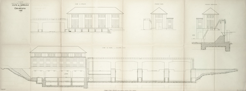 Chute de Dampjoux. Usine. Elévations, tirage, 1/1000, Paris, le 30/11/1930. © Région Bourgogne-Franche-Comté, Inventaire du patrimoine