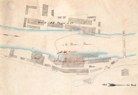 Peugeot et Cie. Plan des lieux, 1917. © Région Bourgogne-Franche-Comté, Inventaire du patrimoine