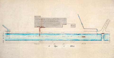Aciéries et Fonderie de l’Est. Plan des lieux, tirage, 1/500, 1918. © Région Bourgogne-Franche-Comté, Inventaire du patrimoine