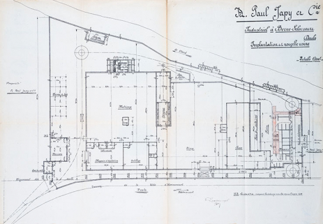 Plan de détail de la nouvelle usine Paul Japy et Cie, industriel à Berne, Seloncourt, tirage, 1/200, s.d. [1920] © Région Bourgogne-Franche-Comté, Inventaire du patrimoine