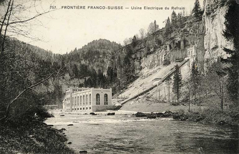 752. Frontière Franco-Suisse - Usine Électrique du Refrain [centrale depuis le nord (aval)], [décennies 1910-1920] © Région Bourgogne-Franche-Comté, Inventaire du patrimoine