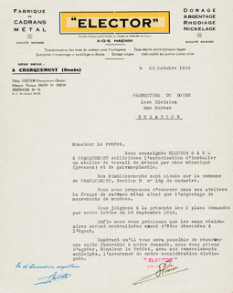 [Papier à en-tête de la société Elector], 26 octobre 1954 © Région Bourgogne-Franche-Comté, Inventaire du patrimoine