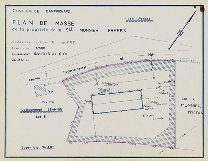 Plan de masse de la propriété de la Sté Munnier Frères, 1969 © Région Bourgogne-Franche-Comté, Inventaire du patrimoine