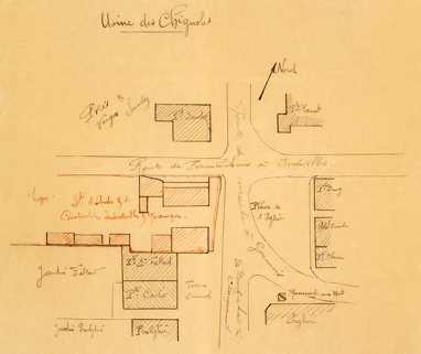 S[ocié]té d’Études et de Constructions Industrielles et Mécaniques à Damprichard (Doubs). Plan des environs des usines. Usine des chignoles, [1927] © Région Bourgogne-Franche-Comté, Inventaire du patrimoine