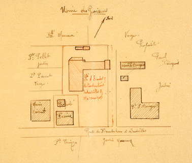 S[ocié]té d’Études et de Constructions Industrielles et Mécaniques à Damprichard (Doubs). Plan des environs des usines. Usine des graisseurs, [1927] © Région Bourgogne-Franche-Comté, Inventaire du patrimoine