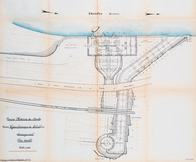 Forces motrices du Doubs. Usine Hydro-Électrique de Liebvillers. Ouvrage aval. Plan détaillé, 25 avril 1921 © Région Bourgogne-Franche-Comté, Inventaire du patrimoine Forces motrices du Doubs. Usine Hydro-Électrique de Liebvillers. Ouvrage aval. Plan détaillé, 25 avril 1921 © Région Bourgogne-Franche-Comté, Inventaire du patrimoine