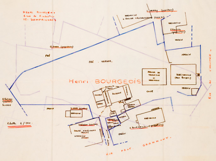 Henri Bourgeois. 1 rue de l’Industrie. 25 – Damprichard [plan de situation de l'atelier de galvanoplastie de la SBBM], [1968] © Région Bourgogne-Franche-Comté, Inventaire du patrimoine