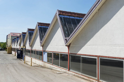 Atelier de fabrication. Détail des pignons des sheds. © Région Bourgogne-Franche-Comté, Inventaire du patrimoine