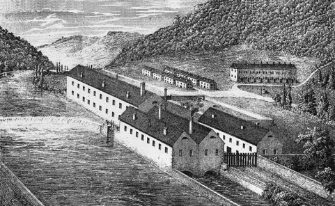 Usine Peugeot-Jackson, sur la rive gauche du Doubs, s.d. [2e moitié XIXe siècle]. © Région Bourgogne-Franche-Comté, Inventaire du patrimoine