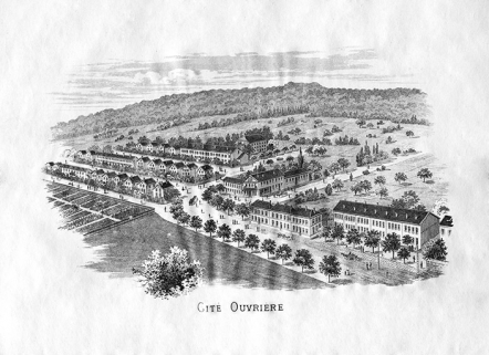 Cité ouvrière. Gravure, s.n., s.d. [1911]. © Région Bourgogne-Franche-Comté, Inventaire du patrimoine