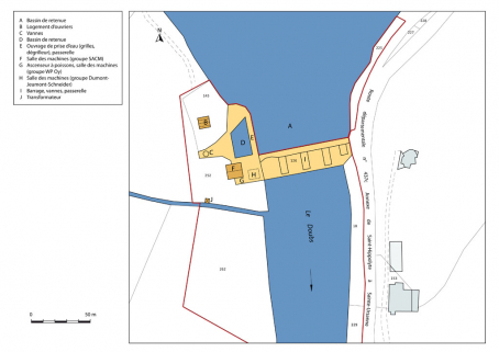 Plan-masse et de situation. Extrait du plan cadastral, 2012, sections A et B. © Région Bourgogne-Franche-Comté, Inventaire du patrimoine Plan-masse et de situation. Extrait du plan cadastral, 2012, sections A et B. © Région Bourgogne-Franche-Comté, Inventaire du patrimoine