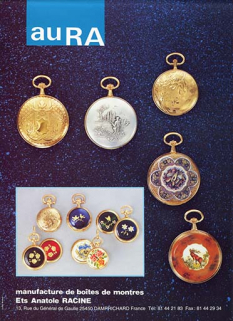Aura. Manufacture de Boîtes de montres Ets Anatole Racine [affiche publicitaire], [fin des années 1990]. © Région Bourgogne-Franche-Comté, Inventaire du patrimoine