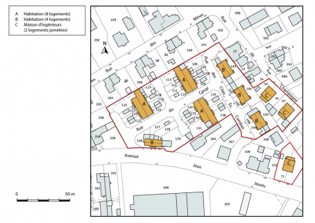 Plan-masse et de situation. © Région Bourgogne-Franche-Comté, Inventaire du patrimoine