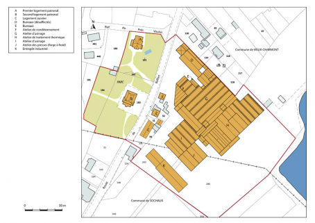 Plan-masse et de situation. © Région Bourgogne-Franche-Comté, Inventaire du patrimoine