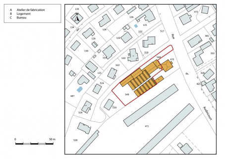Plan-masse et de situation. © Région Bourgogne-Franche-Comté, Inventaire du patrimoine