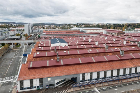 Vue plongeante vers l'ouest depuis le Building Centre. © Région Bourgogne-Franche-Comté, Inventaire du patrimoine Vue plongeante vers l'ouest depuis le Building Centre. © Région Bourgogne-Franche-Comté, Inventaire du patrimoine