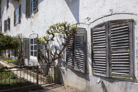 Façade antérieure : fenêtres horlogères à linteau délardé en arc segmentaire. © Région Bourgogne-Franche-Comté, Inventaire du patrimoine Façade antérieure : fenêtres horlogères à linteau délardé en arc segmentaire. © Région Bourgogne-Franche-Comté, Inventaire du patrimoine