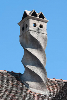 Détail de la souche de cheminée torse © Région Bourgogne-Franche-Comté, Inventaire du patrimoine