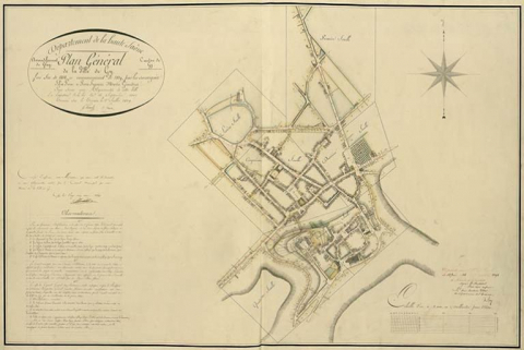 Plan d'alignement de 1839, vue générale © Archives départementales de la Haute-Saône Plan d'alignement de 1839, vue générale © Archives départementales de la Haute-Saône