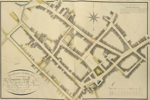 La ville basse sur le plan d'alignement de 1839 © Archives départementales de la Haute-Saône La ville basse sur le plan d'alignement de 1839 © Archives départementales de la Haute-Saône