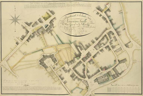 Le bâtiment sur le plan d'alignement de 1839 © Archives départementales de la Haute-Saône Le bâtiment sur le plan d'alignement de 1839 © Archives départementales de la Haute-Saône