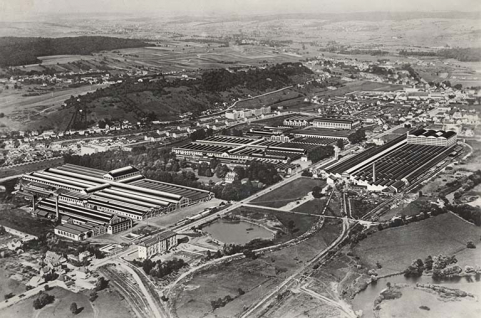 Vue cavalière de l'usine Peugeot. © Région Bourgogne-Franche-Comté, Inventaire du patrimoine Vue cavalière de l'usine Peugeot. © Région Bourgogne-Franche-Comté, Inventaire du patrimoine
