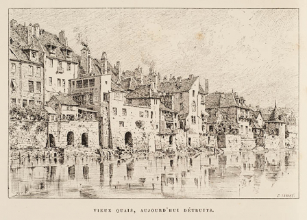 Vieux quais, aujourd'hui détruits [état avant 1864 de l'emplacement du quai de Strasbourg], décennie 1880 © Région Bourgogne-Franche-Comté, Inventaire du patrimoine