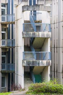 Détail de l'escalier extérieur de l'internat.  © Région Bourgogne-Franche-Comté, Inventaire du patrimoine