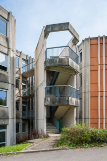 Détail de l'escalier extérieur de l'internat.  © Région Bourgogne-Franche-Comté, Inventaire du patrimoine